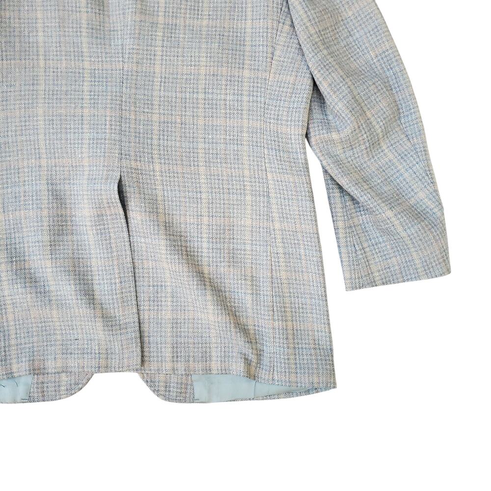 VTG Stafford Ivy Prep Blue Tweed Wool Plaid Check Sport Coat Blazer Jacket 42R - Picture 10 of 16